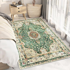 Green Rug 3'x5',Washable Area Rugs for Bedroom Living Room Kitchen Entryway Bedside,Small Boho Vintage Bohemian Distressed Oriental Non Slip Carpet,Retro Sage Floral