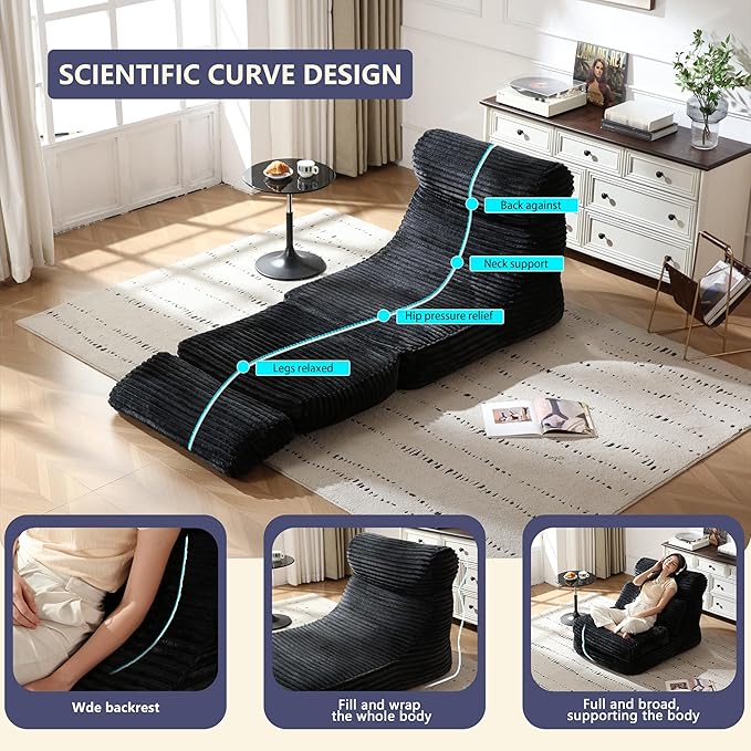 Premium Beige Bean Bag Chair for Adults with Armrest- Ultra Plush Memory Foam Lounge Sofa & Comfy Reading Nook Chair for Bedroom, Living Room & Dorm (Penguin, Darkgray)