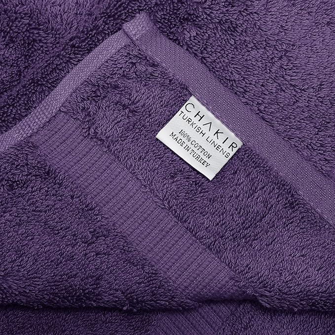 Chakir Turkish Linens 100% Cotton Premium Turkish Towels for Bathroom | 13'' x 13'' (6-Piece Washcloth, Plum)
