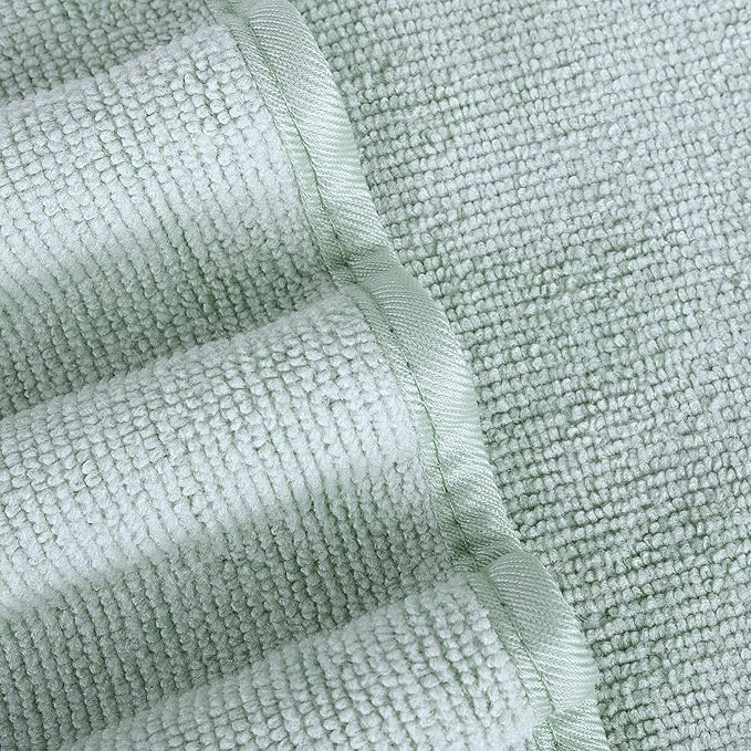 POLYTE Oversize, 60 x 30 in., Quick Dry Lint Free Microfiber Bath Towel Set, 6 Piece (Green)