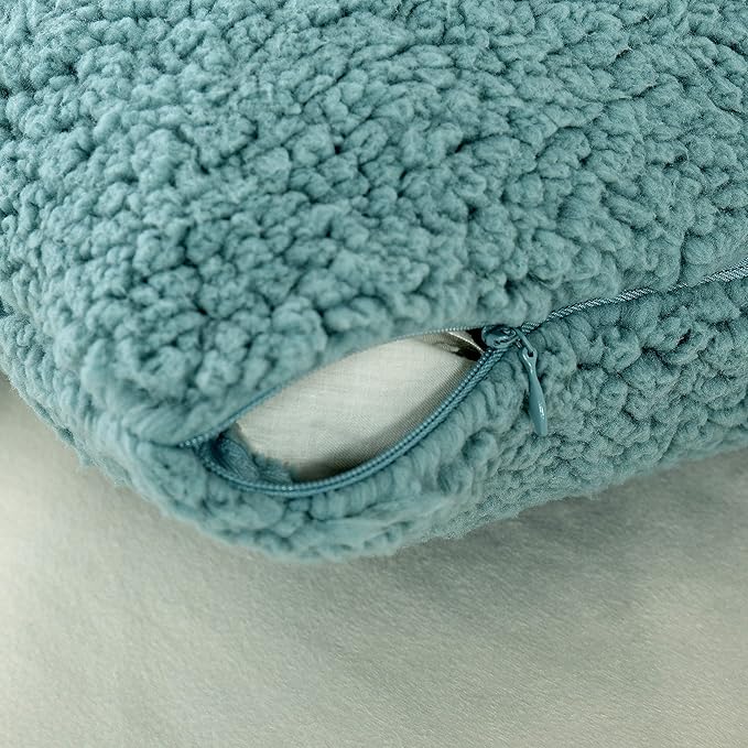 Reafort Ultra Soft Sherpa Body Pillow Cover/Case with Zipper Closure 21"x54" (21"x54" Body Pillow Cover, Blue)