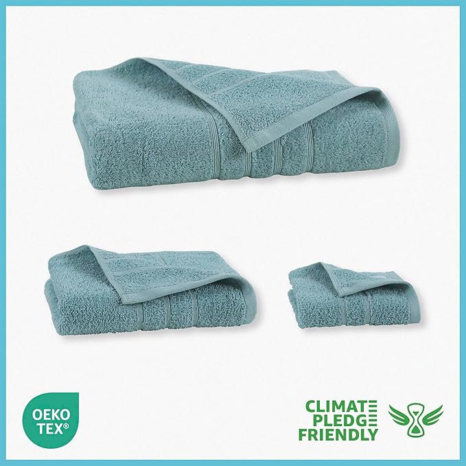 Martex 6-Piece Towel Set – Ultimate Performance – 100% Cotton – 2 Bath Towels – 2 Hand Towels – 2 Wash Cloths – Versatile – Low-Linting – Supersoft & Absorbent Bathroom Set – Easy Care – Mineral