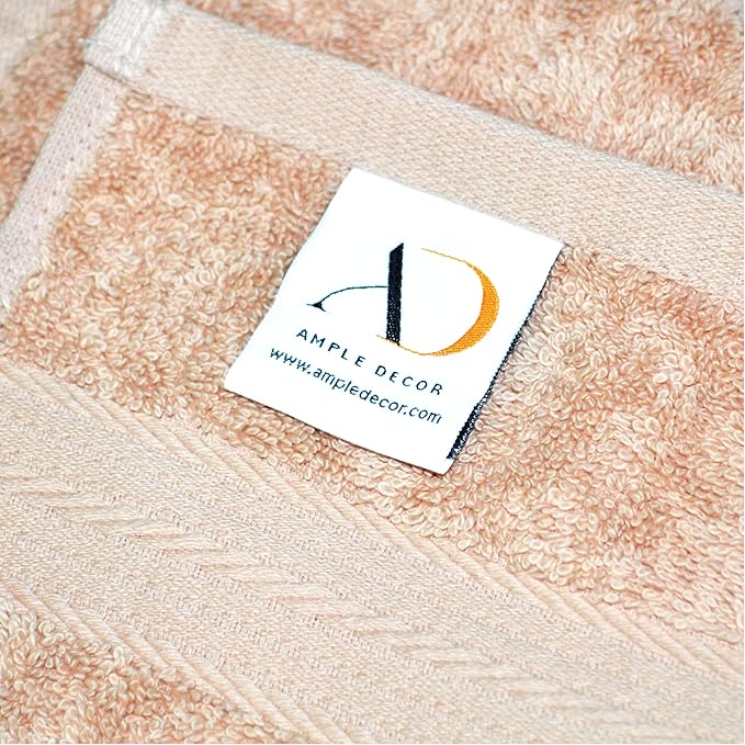 Ample Decor Washcloths Pack of 5 12 X 12 Inch, 600 GSM 100% Cotton Soft Absorbent, Premium Quality Durable Machine Washable, Ideal for Bathroom, Pool, Hotel, Spa – Beige