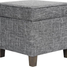 HomePop Home Decor | K7342-F2182 | Classic Square Storage Ottoman with Lift Off Lid | Ottoman with Storage for Living Room & Bedroom, Slate Grey Large