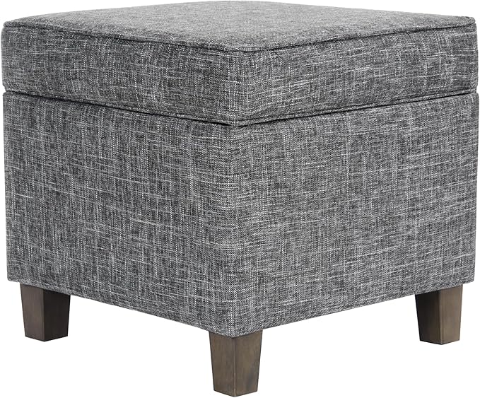 HomePop Home Decor | K7342-F2182 | Classic Square Storage Ottoman with Lift Off Lid | Ottoman with Storage for Living Room & Bedroom, Slate Grey Large