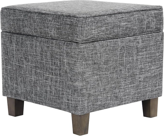 HomePop Home Decor | K7342-F2182 | Classic Square Storage Ottoman with Lift Off Lid | Ottoman with Storage for Living Room & Bedroom, Slate Grey Large