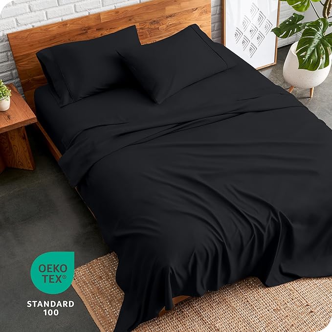 Bare Home Split California King Sheet Set - 1800 Ultra-Soft Microfiber Split California King Bed Sheets - Double Brushed - Deep Pockets - Easy Fit - 5 Piece Set - Bed Sheets (Split Cal King, Black)
