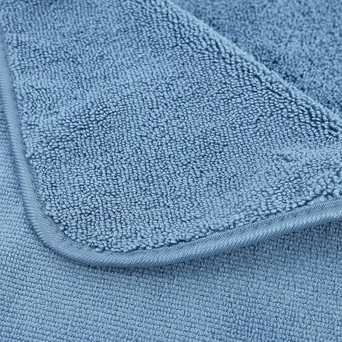 POLYTE Microfiber Quick Dry Lint Free Bath Towel, 57 x 30 in, Pack of 4 (Blue)
