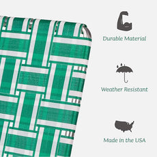 Lawn Chair USA Folding Aluminum Outdoor Patio Lawn Chair | Heavy-Duty Webbed Chairs for Camping, Sports, Beach, Yard & Tailgating | Lightweight Portable | Magnum - Green and White with White Arms