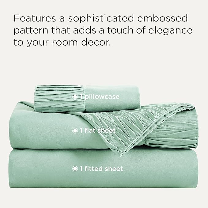 Bedsure Twin Sheets Set - 3 Pieces Soft Twin Bed Sheets - Breathable & Cooling - Hotel Luxury - Easy Care Polyester Microfiber Bedding for Women, Men, Mint Green