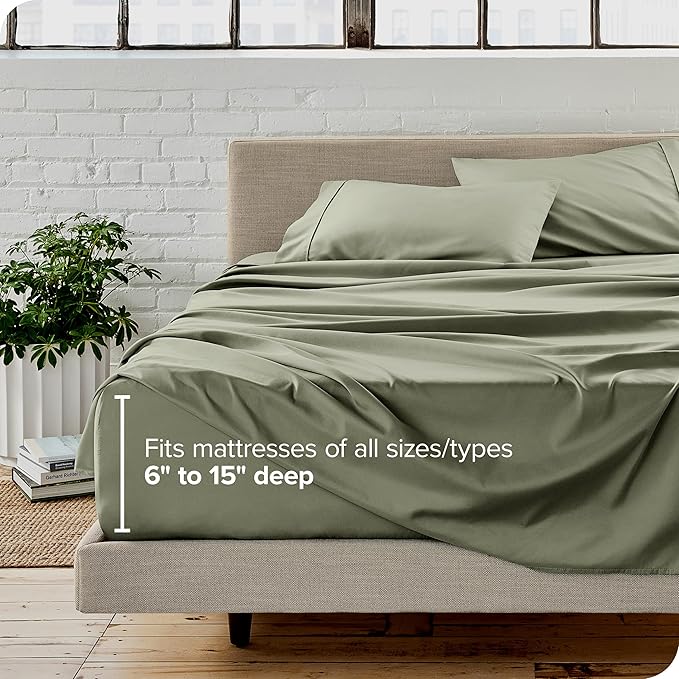 Bare Home Ultra-Soft Split Cal King Sheet Set - Luxury 1800 - Hydro-Brushed - Deep Pockets - Easy Fit - 4 Piece Set - Bedding Sheets & Pillowcases (Split California King, Sage) BareHome