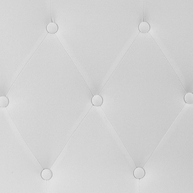 EMMA + OLIVER Twin Size Tufted Upholstered Headboard with Adjustable Metal Bed Rail Slots, Modern Fabric Upholstered Twin Headboard, White