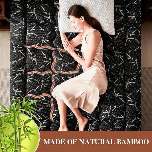 100% WaterprooTwin Size Mattress Topper, Thick Pillow Top Mattress Pad，Up to 21 Inch Deep Pocket, Soft Breathable Mattress Pad for Back Pain, Protector Cover(Black)