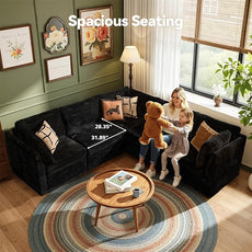 Modular Sectional Sofa,5 Pieces Sectional Couches for Living Room,131X65 L Shaped Cloud Couch with Oversized Convertible Modular Couch for Living Room