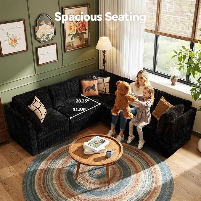 Modular Sectional Sofa,5 Pieces Sectional Couches for Living Room,131X65 L Shaped Cloud Couch with Oversized Convertible Modular Couch for Living Room