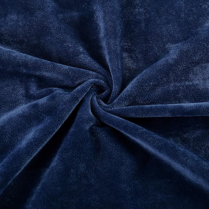 EVOLIVE Soft Micromink, Faux Fur, Faux Velvet Euro Sham Cover Pillowcase Replacement with Zipper Closure (26"x26" Euro Sham, Navy)