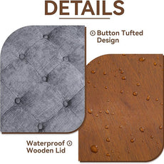 30Inch Round Storage Ottoman with Tray, Modern Tufted Circle Coffee Table with Storage, Upholstered Ottoman with Removable Top for Living Room, Bedroom, Chenille Blue