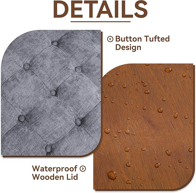 30Inch Round Storage Ottoman with Tray, Modern Tufted Circle Coffee Table with Storage, Upholstered Ottoman with Removable Top for Living Room, Bedroom, Chenille Blue