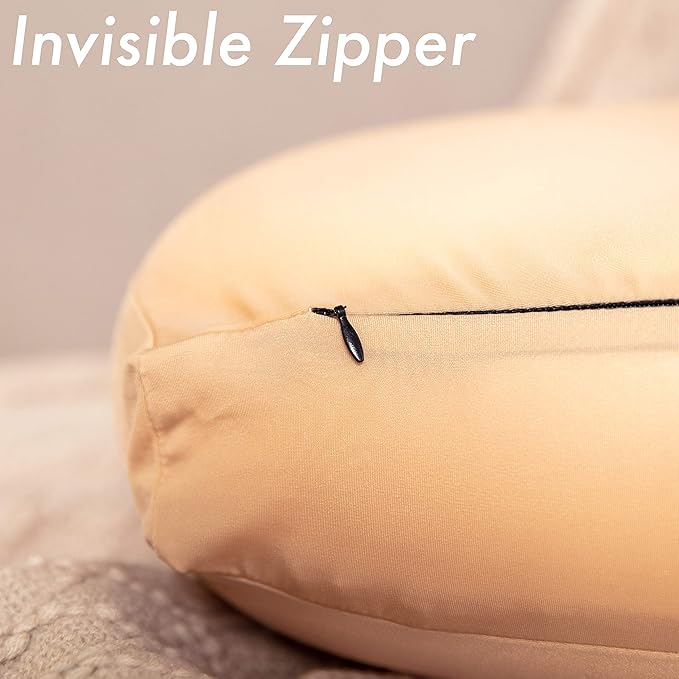 Cover Only for Premium Microbead Bed Pillow, X-Large Extra Smooth - Ultra Comfortable Sleep with Silk Like Anti Aging Cover 85% Spandex/ 15% Nylon Breathable, Cooling Barely Beige
