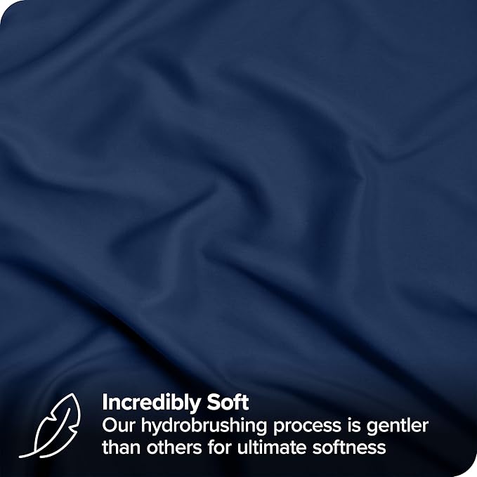 Bare Home Bed-in-A-Bag 7 Piece Comforter & Sheet Set - Queen - Goose Down Alternative - Ultra-Soft 1800 Premium - Bedding Set (Queen, Dark Blue/Dark Blue)