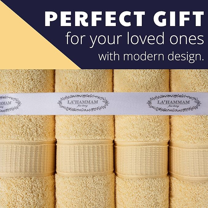 Personalized Towels, Luxury Turkish Genuine Cotton Monogrammed Towel Washcloths for Bathroom, Kitchen, Hotel, Spa, Gym & College Dorm, 2 Pack Washcloth Set for Body & Face, Baby and Adults, Yellow