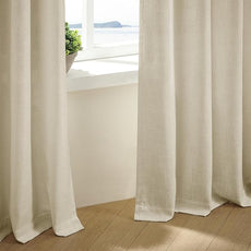 108 Inch Linen Curtains 2 Panels Set Pinch Pleated for Living Room Bedroom Memory Training Shaped Semi Sheer Neutral Beige Tan Flax Burlap Pleat Drapes Hooks Rings Light Filtering Window Curtain