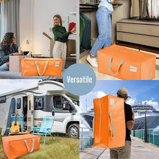 VENO 10 Pack Moving Bags w/Backpack Straps, Heavy Duty, Moving Boxes Alternative, Packing Supplies, Large Storage Totes for Dorm Room Essentials with Zipper (Seasonal Autumn Orange, 10 Pack)