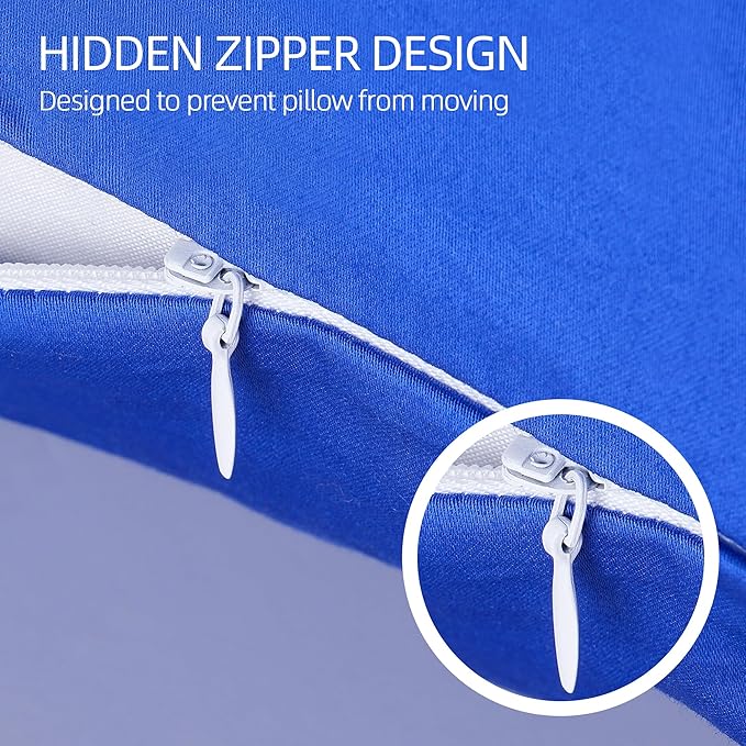 400 Thread Count Cotton Pillow Case King with Zipper, 40" L x 20" W, Cotton Pillow Protectors Cover- Set of 2 - Royal Blue - Pillows Not Included
