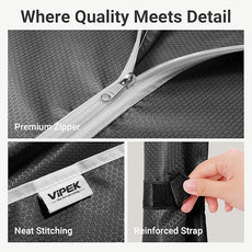 VIPEK V5C Heavy Duty Covered Clothes Rack Portable Closet Rack, Black Metal Clothing Rack with Black Upgarded Polyester Cover, Adjustable Custom Freestanding Closet Wardrobe, Max Load 800LBS