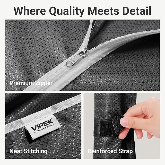 VIPEK V5C Plus Covered Clothes Rack Portable Wardrobe Closet, Heavy Duty Clothes Rack with Adjustable Shelves, Black Metal Clothing Rack with Black Upgarded Polyester Cover, Max Load 1040LBS