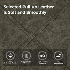 MAISON ARTS Grey Counter Height Bar Stools Set of 2 for Kitchen Counter Solid Wood Legs with Faux Leather Saddle Seat Farmhouse Barstools for 34