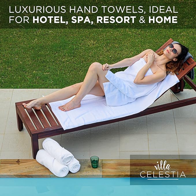 100% Cotton Hand Towel Set of 4, (16 x 28 inches) Sustainable, Soft, Highly Absorbent, Quick Drying, Combed Cotton Hand Towels Pack of 4 Ideal for Hotels, Spa, Bathroom, Dorm, White