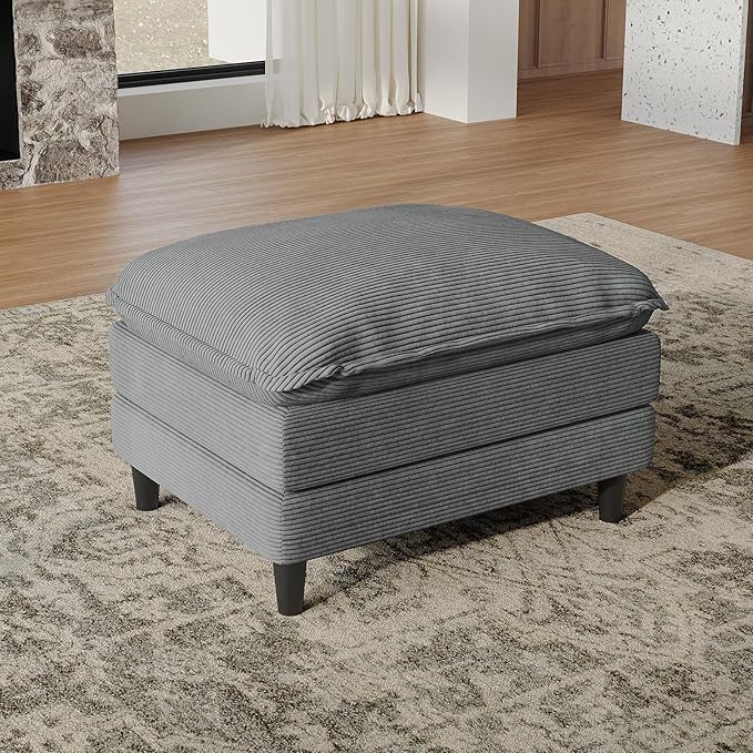 Ottoman for Modular Sectional Sofa, Ottoman Seat for Convertible Sectional, Single Sofa Couch for Living Room, Bedroom, Apartment, Corduroy, Gray