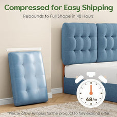 Tufted Upholstered Full Headboard, Adjustable Height Full Size Headboard Only from 39”to 44” with Durable Solid Wood Legs, Modern Button Diamond Fabric Head Board with Width Adapters, Blue