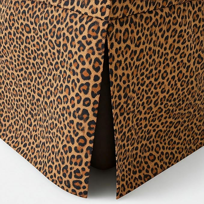 600TC -Dorm Bed Skirt - Split Corner Tailored Dorm Sized Bed Skirt - Dorm Room Essentials - Dorm Bed Skirt 100% Egyptian Cotton - Dorm Décor Bed Skirt Twin XL - 44" Drop (Leopard Print, Solid)