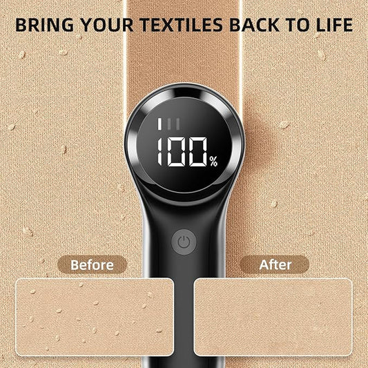 Fabric Shaver, Electric Lint Remover, Rechargeable Lint Shaver, Household Essentials for Clothes, Upholstery, Furniture, Sweater Defuzzer to Remove Pilling, Battery Operated, Black