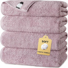 SEMAXE 4-Pack Luxury Bath Towels for Bathroom, 100% Cotton, Soft, Absorbent, and Quick-Drying, 55