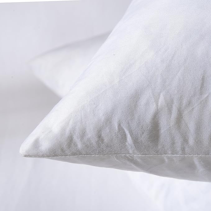 14x14 Decorative Throw Pillow Inserts-Down Feather Pillow Inserts-Square-Cotton Fabric-Set of 2-White.