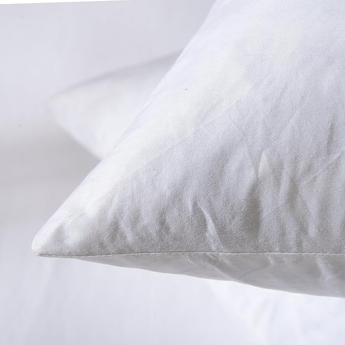 Basic home14x24 Decorative Throw Pillow Inserts-Down Feather Pillow Inserts-Oblong-Cotton Fabric-Set of 2-White.