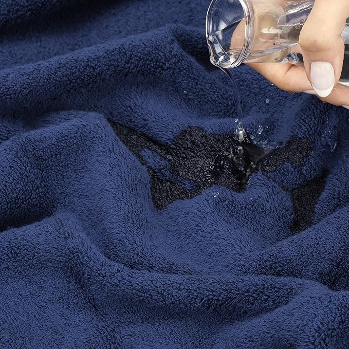 American Soft Linen Salem Turkish Bath Towel Set, 100% Cotton 600 GSM 6 Piece Towels for Bathroom, 2 Bath Towels 2 Hand Towels 2 Washcloths, Navy Blue