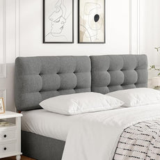 Tufted Upholstered King Headboard, King Size Headboard Only with Durable Solid Wood Legs, Modern Button Diamond Fabric Head Board with Adjustable Height from 39