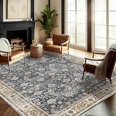 Washable Area Rug 9'x12' Retro Boho Design Non-Shedding Easy Care Ideal for High Traffic Areas in Living Room Bedroom Office Coffee Table Kitchen Large Carpet