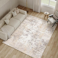 5x7 Washable Area Rug Beige Grey Abstract Living Room Bedroom Throw Rug Neutral Modern Non Slip Soft Low Pile Indoor Carpet for Dining Room Office Entryway