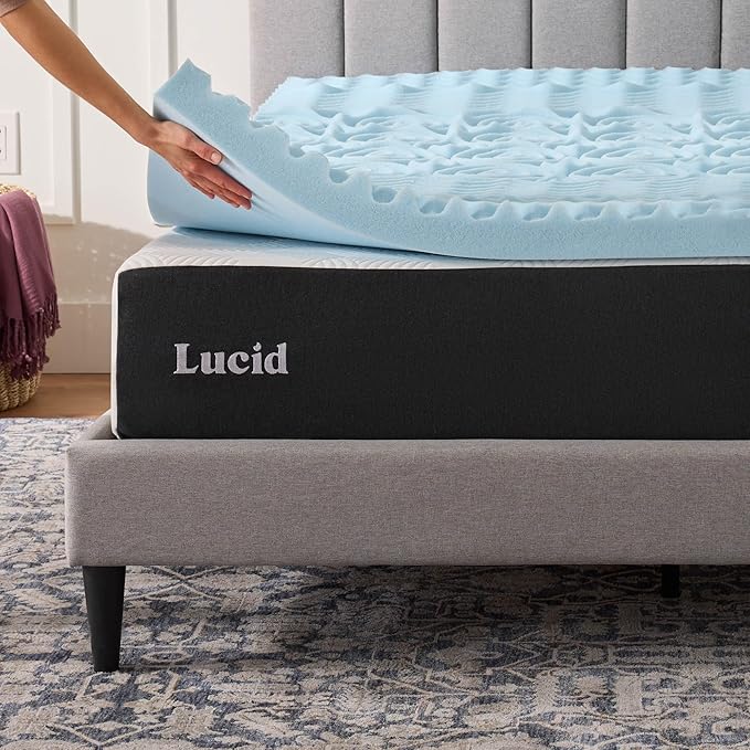 LUCID 3 Inch Gel Memory Foam Mattress Topper, California King size – 5 Zones – Cooling Gel Infusion – CertiPur Certified Foam