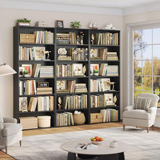 FOTOSOK 6-Tier Open Bookcase and Bookshelf, Freestanding Display Storage Shelves Tall Bookcase for Bedroom, Living Room and Office, Black