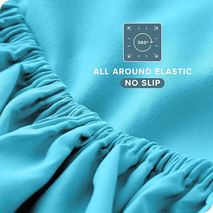 Bare Home King Sheet Set - Luxury 1800 Ultra-Soft Microfiber King Bed Sheets - Double Brushed - Deep Pockets - Easy Fit - 4 Piece Set - Bedding Sheets & Pillowcases (King, Aqua) BareHome