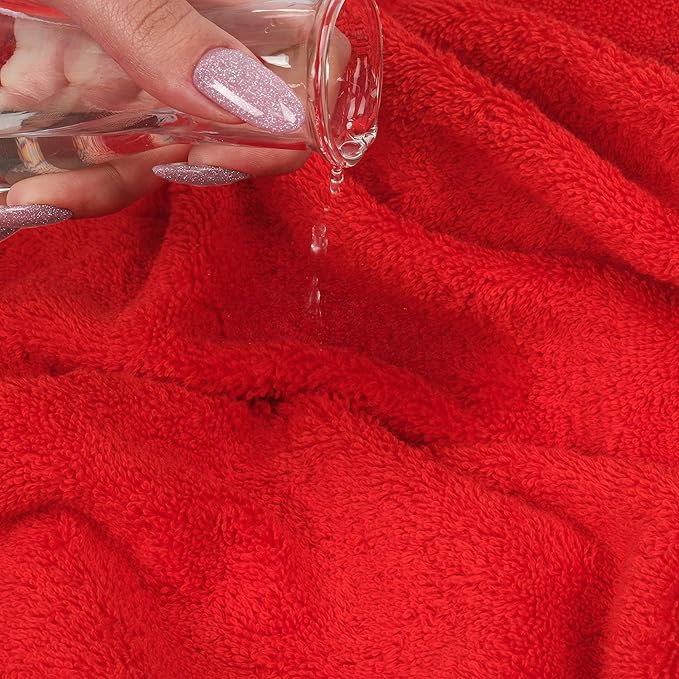 Cotton Paradise 6 Piece Towel Set, 100% Cotton Soft Absorbent Turkish Towels for Bathroom, 2 Bath Towels 2 Hand Towels 2 Washcloths, Red Towel Set