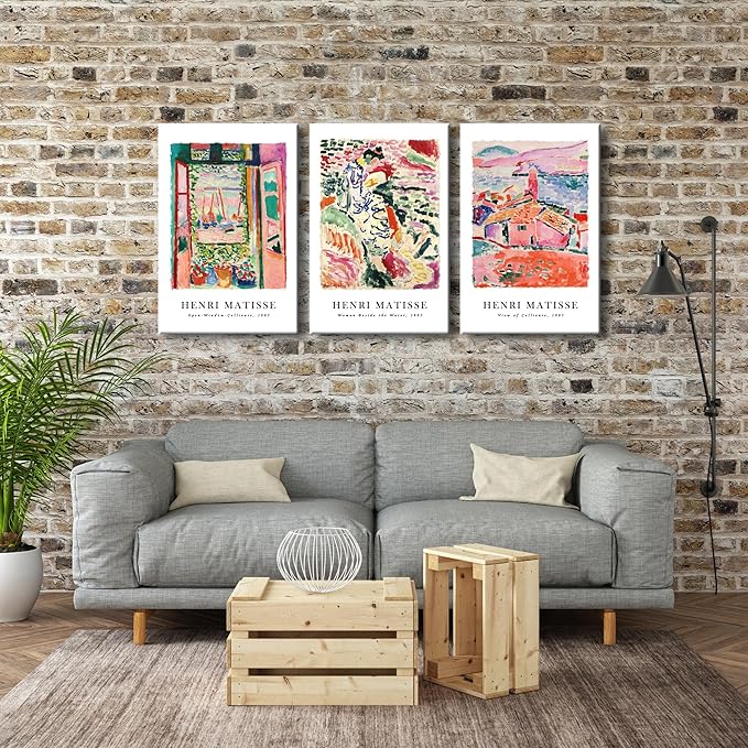 Wieco Art Canvas Wall Art 3 Piece Henri Mattise Art Abstract Colorful Matisse Posters Canvas Prints for Wall and Home Office Decorations