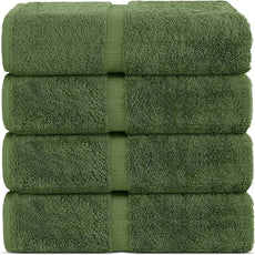 Chakir Turkish Linens 100% Cotton Premium Turkish Towels for Bathroom | 30'' x 60'' Large Bath Towels (4 Piece, Moss)