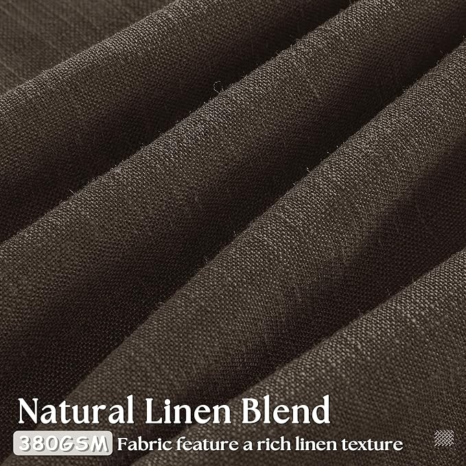Dark Chocolate Pinch Pleated Linen Curtains 2 Panels for Living Room Bedroom Memory Training Shaped Semi Sheer Pleat Drapes with Hooks Rings Light Filtering Window Curtain 40x90